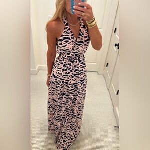 Julie Brown Nautical Print Maxi Wrap Dress Size Small Red White Blue